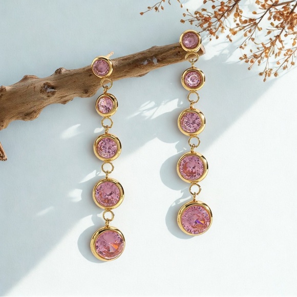 Elegant Gold and Silver Drop Earrings - Picture 3 of 3